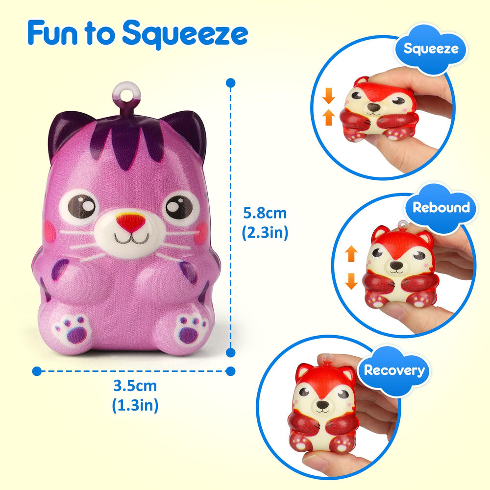Mocoosy animal squishies in assorted designs for classroom rewards and fine motor practice.