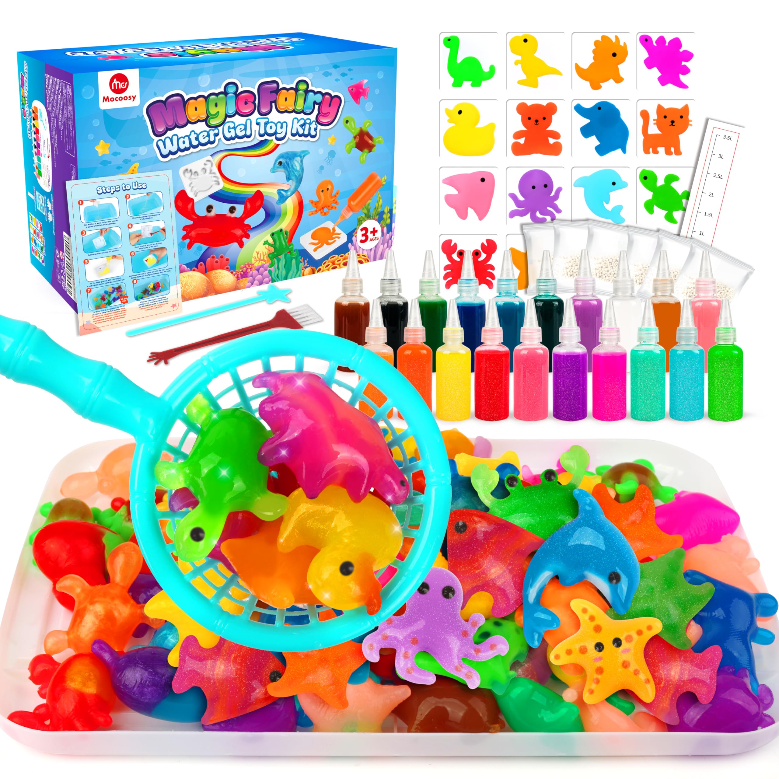 Mocoosy Aqua Elf water gel colors for creative play and color recognition.