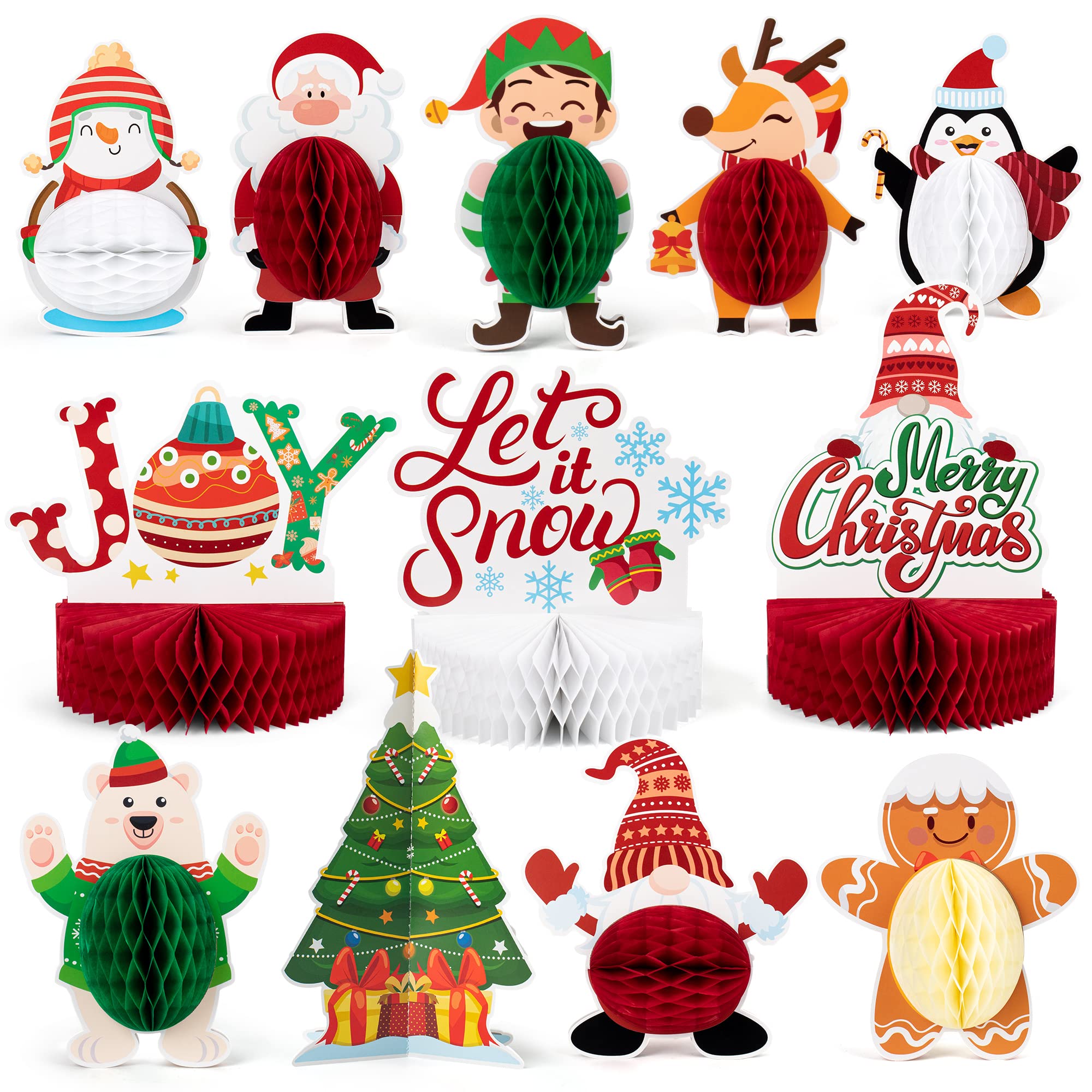 Mocoosy Merry Christmas honeycomb centerpiece adds warm festive charm to the table