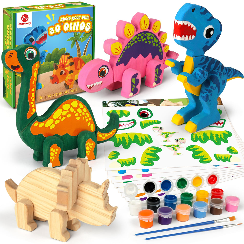 Mocoosy wooden dinosaur kit pieces for creative building and open-ended play
