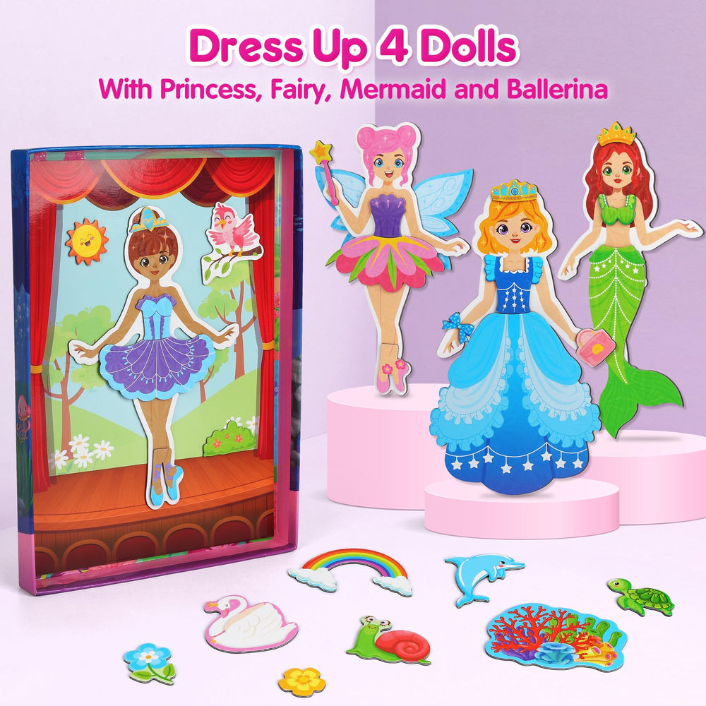 Mocoosy magnetic dress-up dolls ballerina with poseable skirts for dance-inspired pretend play
