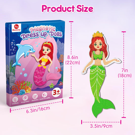 Mocoosy magnetic dress-up dolls mermaid with colorful tails for ocean-themed adventures