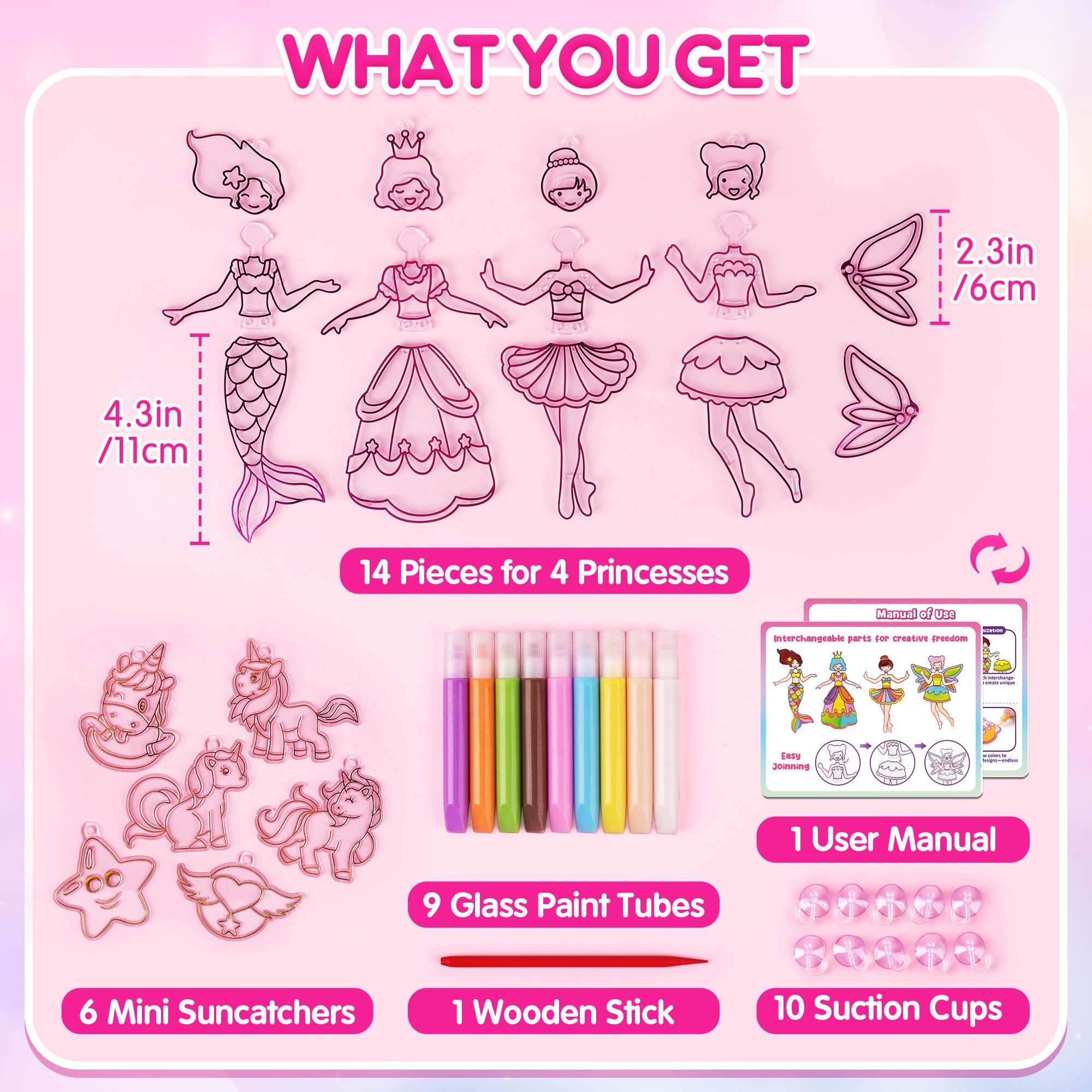 Mocoosy Princess Window Art Kit glass paint tubes for vibrant colors