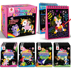 Mocoosy rainbow scratch art notebooks pack, perfect for party favors and screen-free creativity.