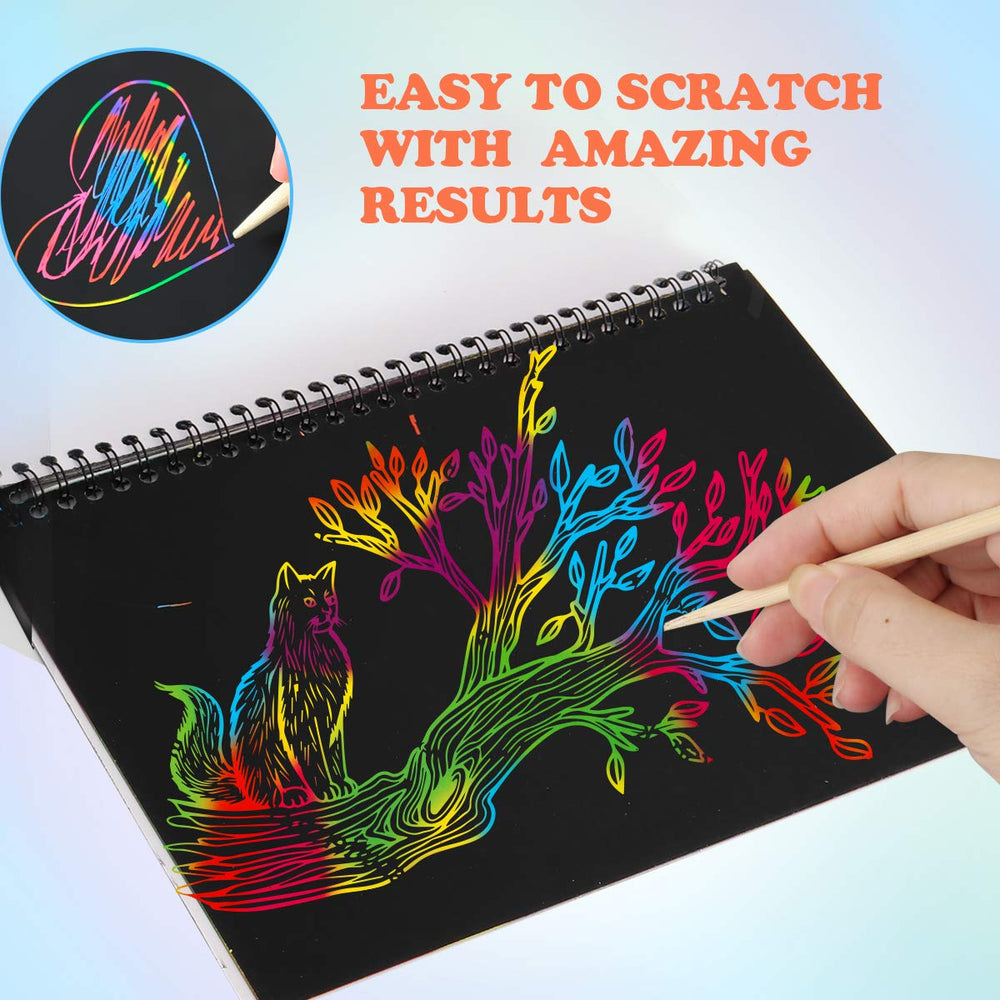 Mocoosy stencil set with four reusable PET stencils, ideal for guided scratch art projects.
