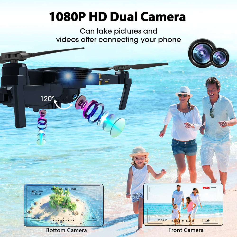 MOCVOO drone with adjustable 1080p camera angle for versatile shots.