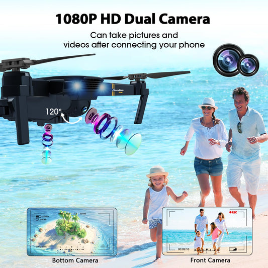 MOCVOO drone with adjustable 1080p camera angle for versatile shots.
