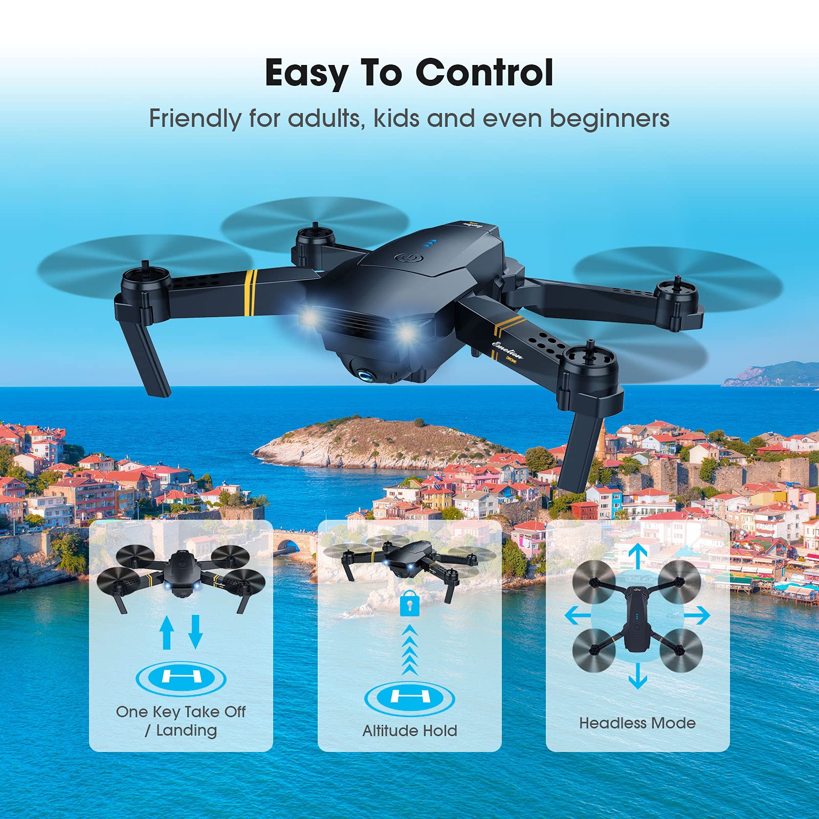MOCVOO drone with real-time WiFi FPV transmission for live viewing.