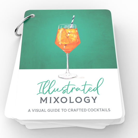 Modern Day Art illustrated cocktail cards with watercolor recipes for home bartending inspiration