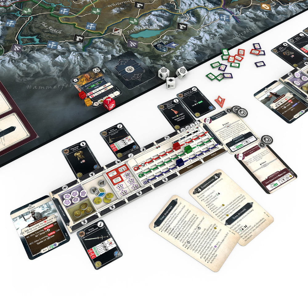 Modiphius Skyrim Adventure Game character creation and equipment upgrades for strategy.