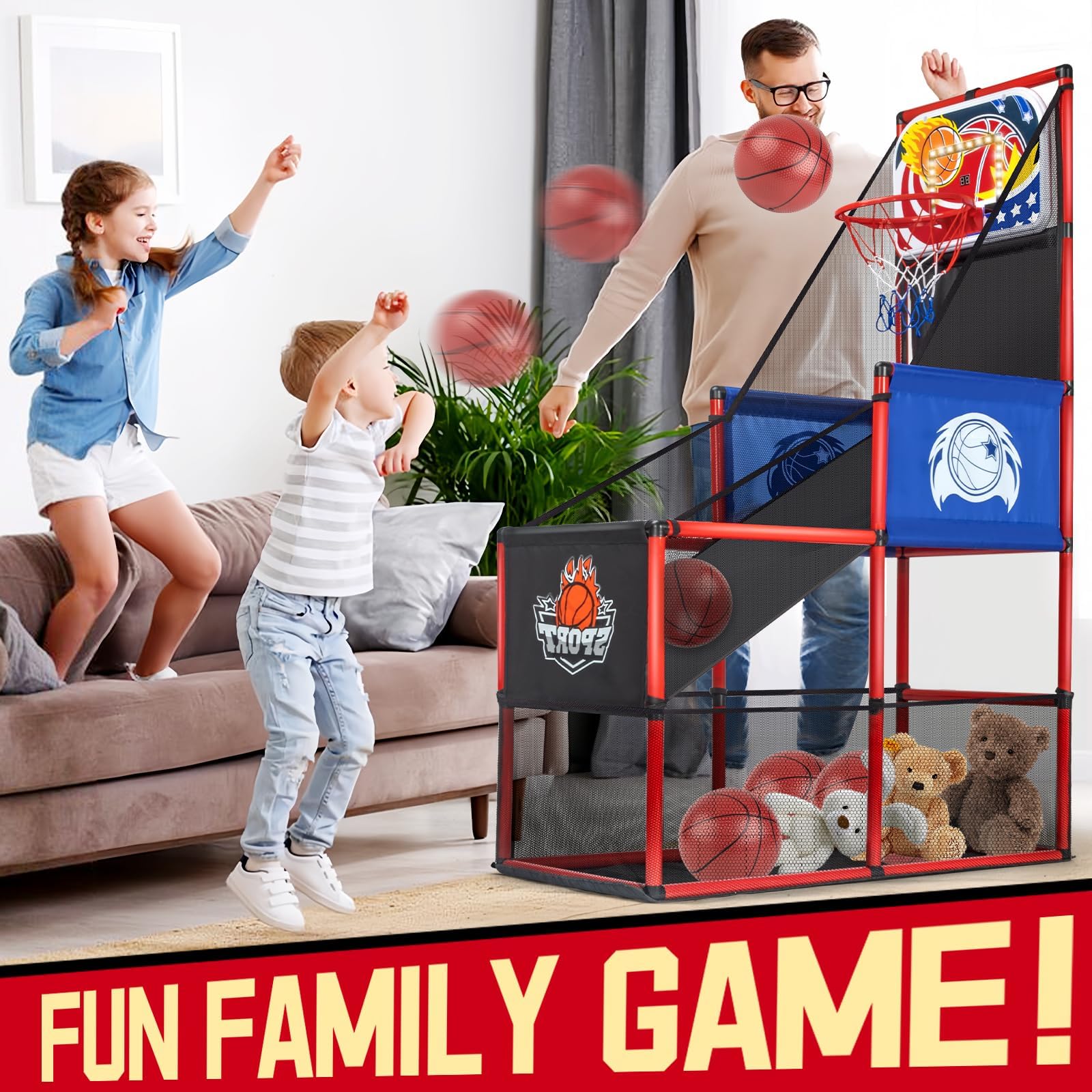 MOEAWS basketball arcade game usable indoors and outdoors for versatile play