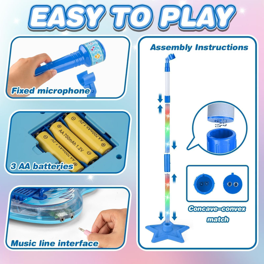 MOEAWS guitar control panel with volume and song options for easy learning.