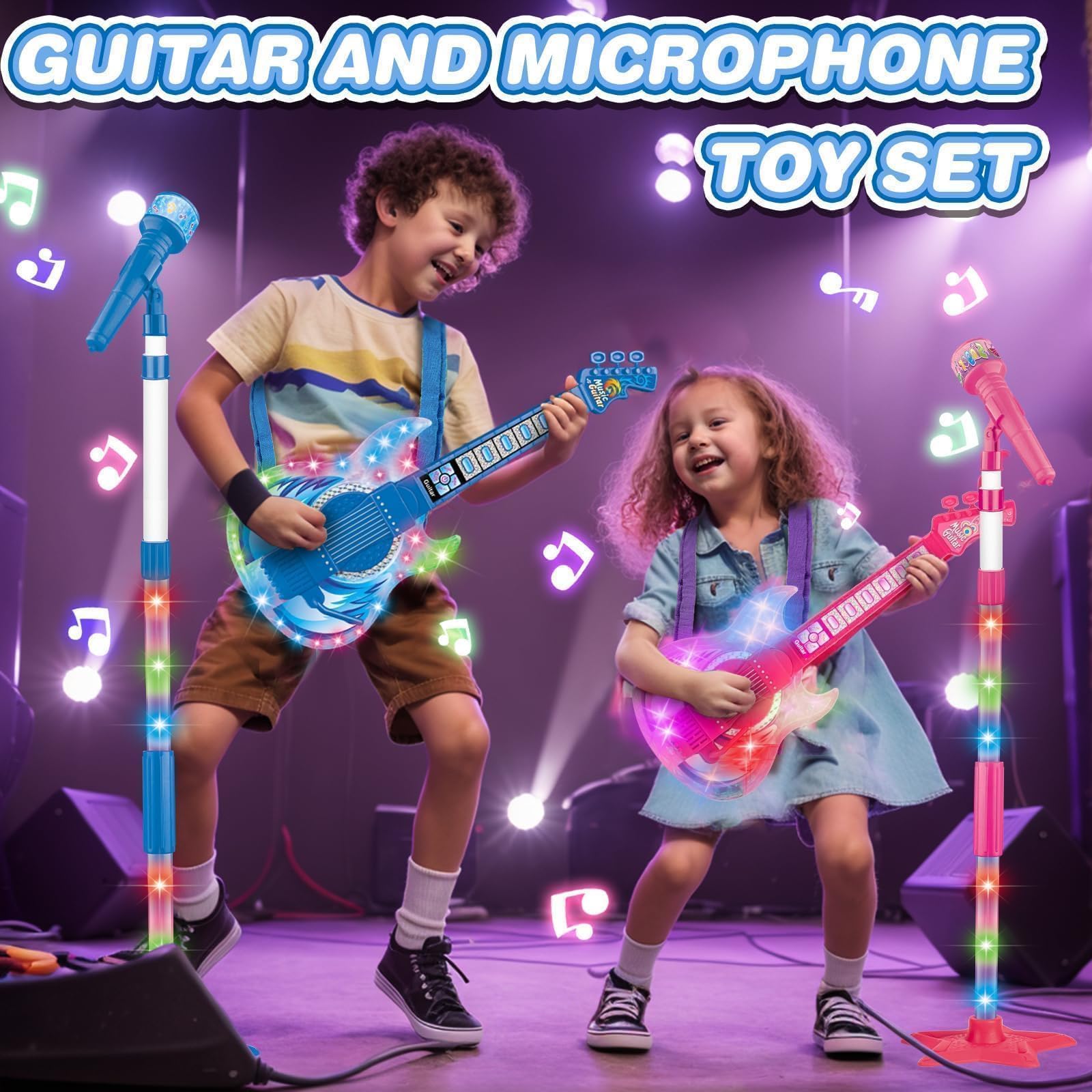 MOEAWS kids performing an imaginary concert with bright lights and music.