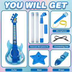 MOEAWS microphone with stand ready for kid karaoke and stage-like play.