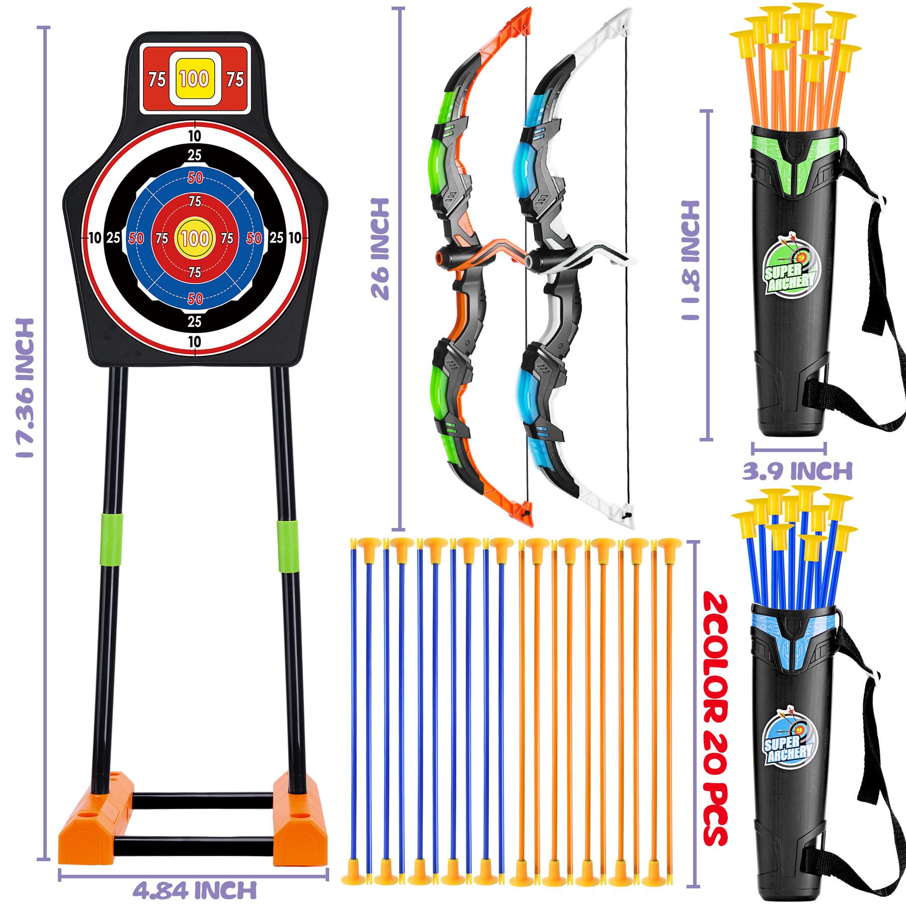 MOEAWS suction cup arrows in two colors for two-player scoring