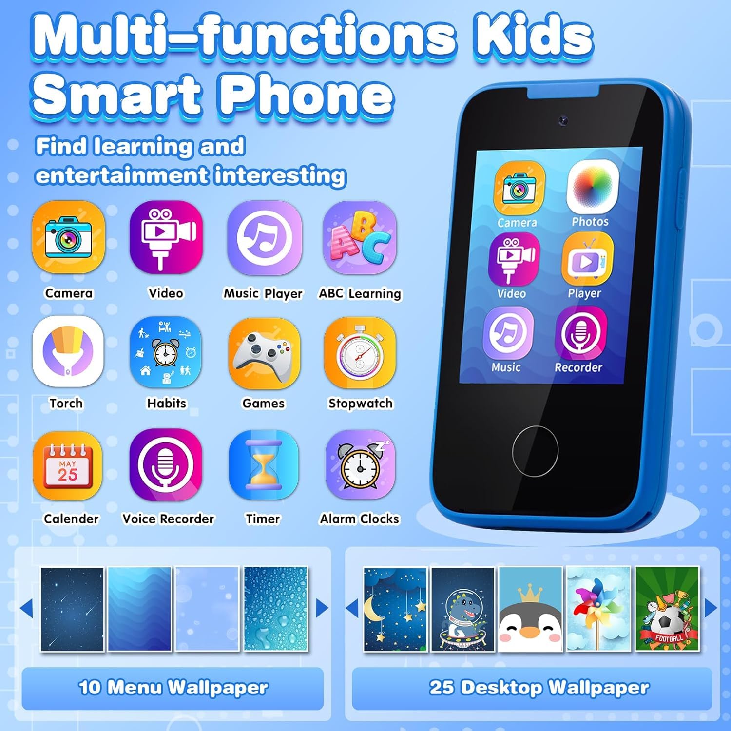 MOFGDNI Kids Phone dual camera enables simple photos and memories.