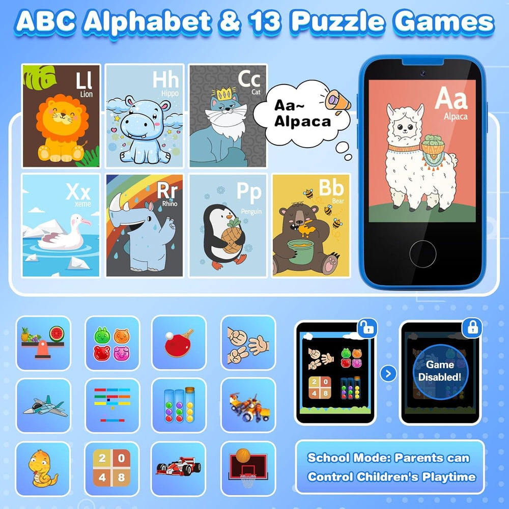 MOFGDNI Kids Phone with 23 stickers for creative photo moments.