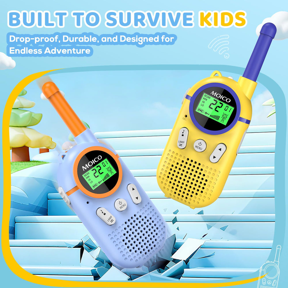 MOICO walkie talkie built-in flashlight aids camping setup