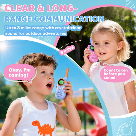 Kids use MOICO walkie talkies in parks for reliable channel links.