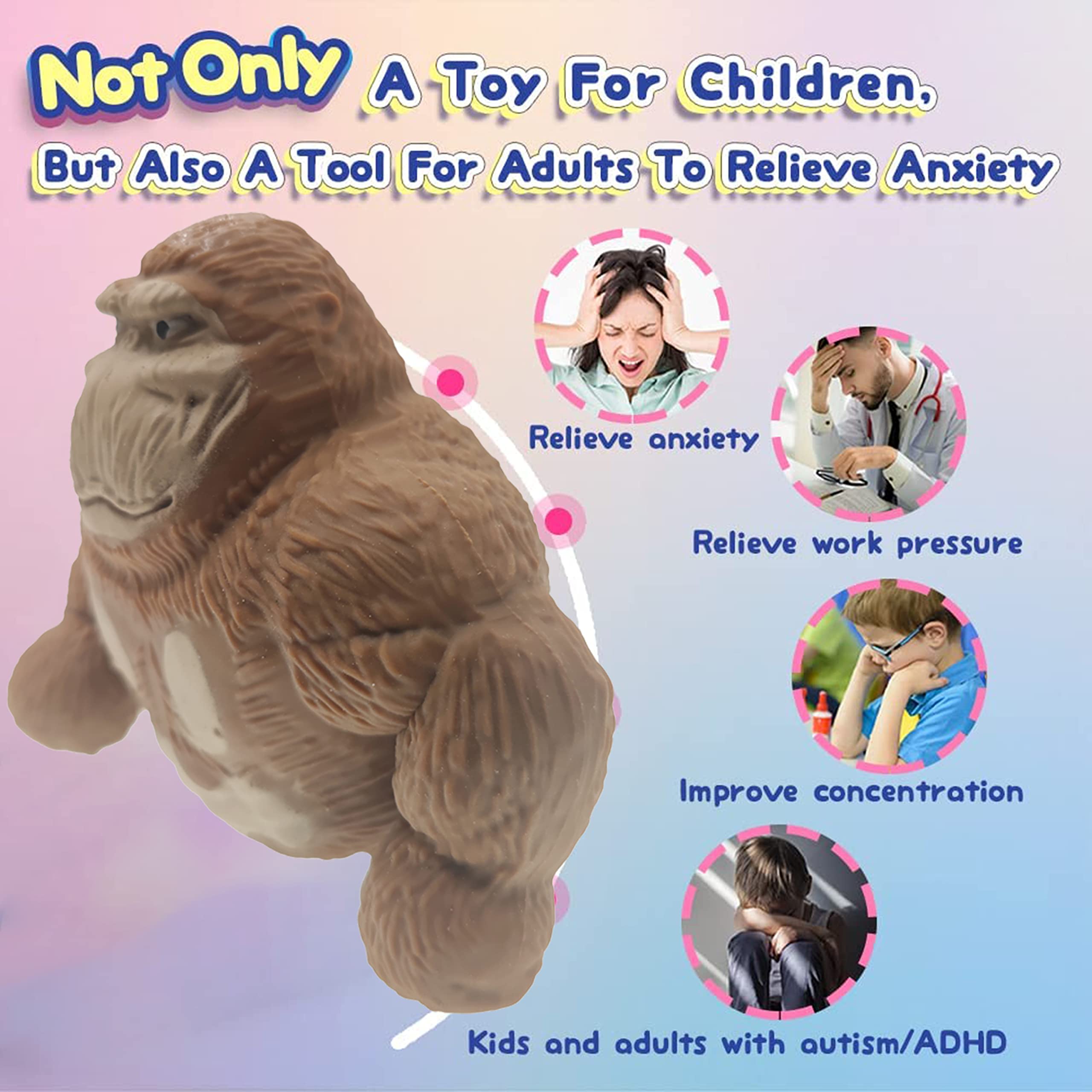 Moinin gorilla stress toy in hand, perfect for squeezing.