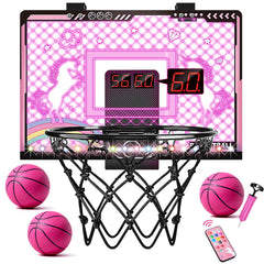 MOISTAR pink indoor hoop over door for quick kids' play.