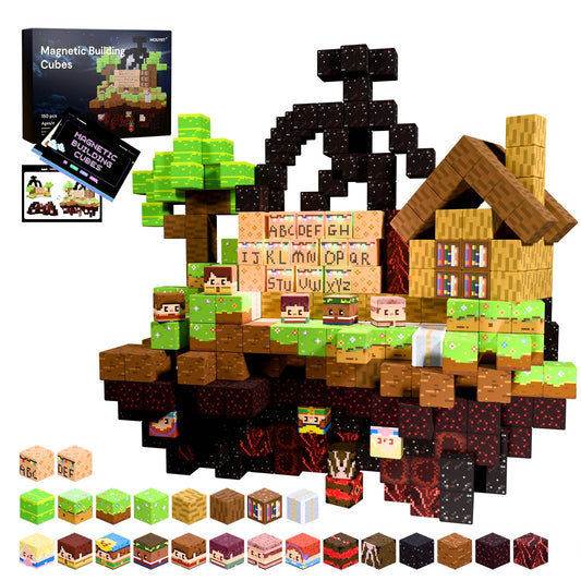 Moiuyrt magnetic building blocks front view showing 150 pieces for creative play
