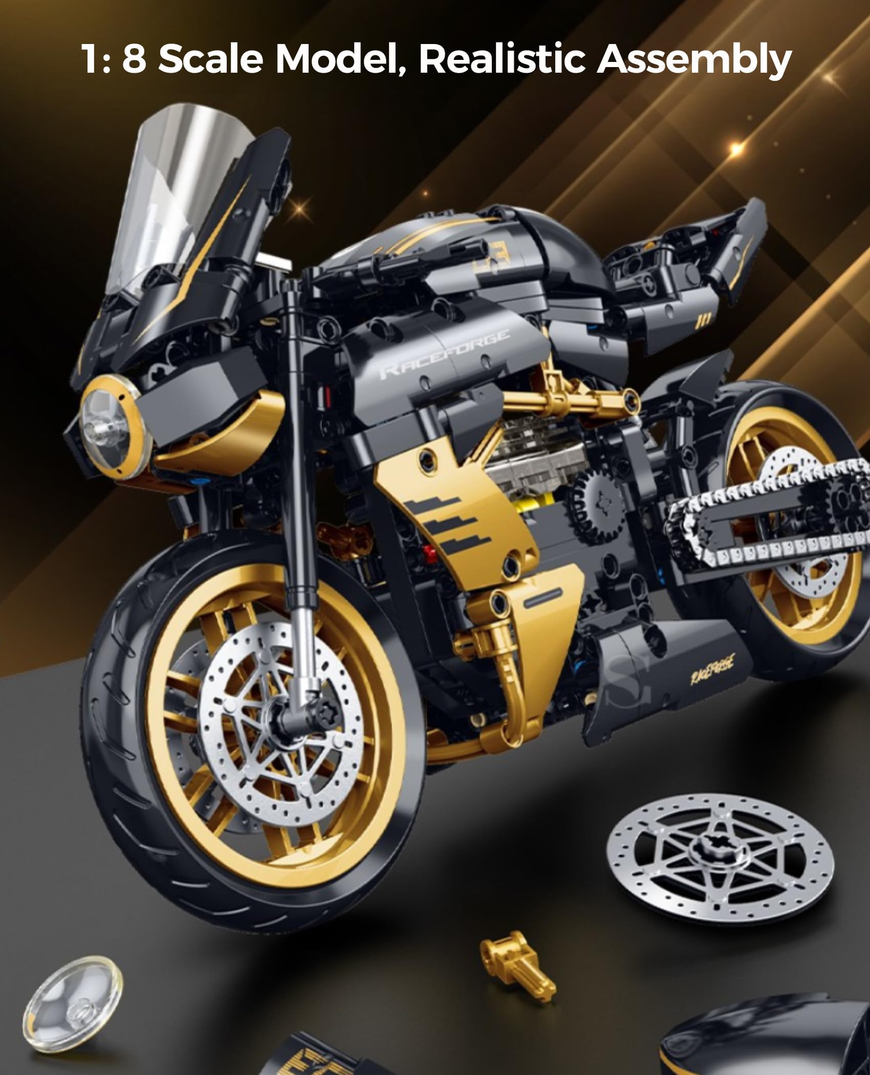 Moizoe 1:8 engine decal detail offers authentic styling cues.