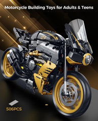Moizoe 1:8 motorcycle side view highlighting scale detail for display.