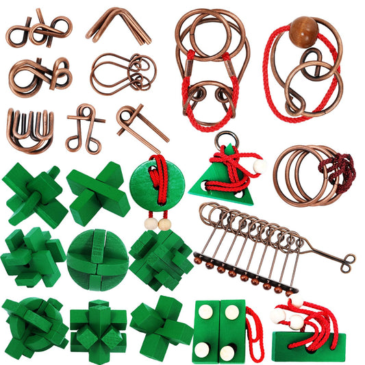 Mojimky 24-pcs brain teaser puzzles, engaging challenges to boost focus and creativity