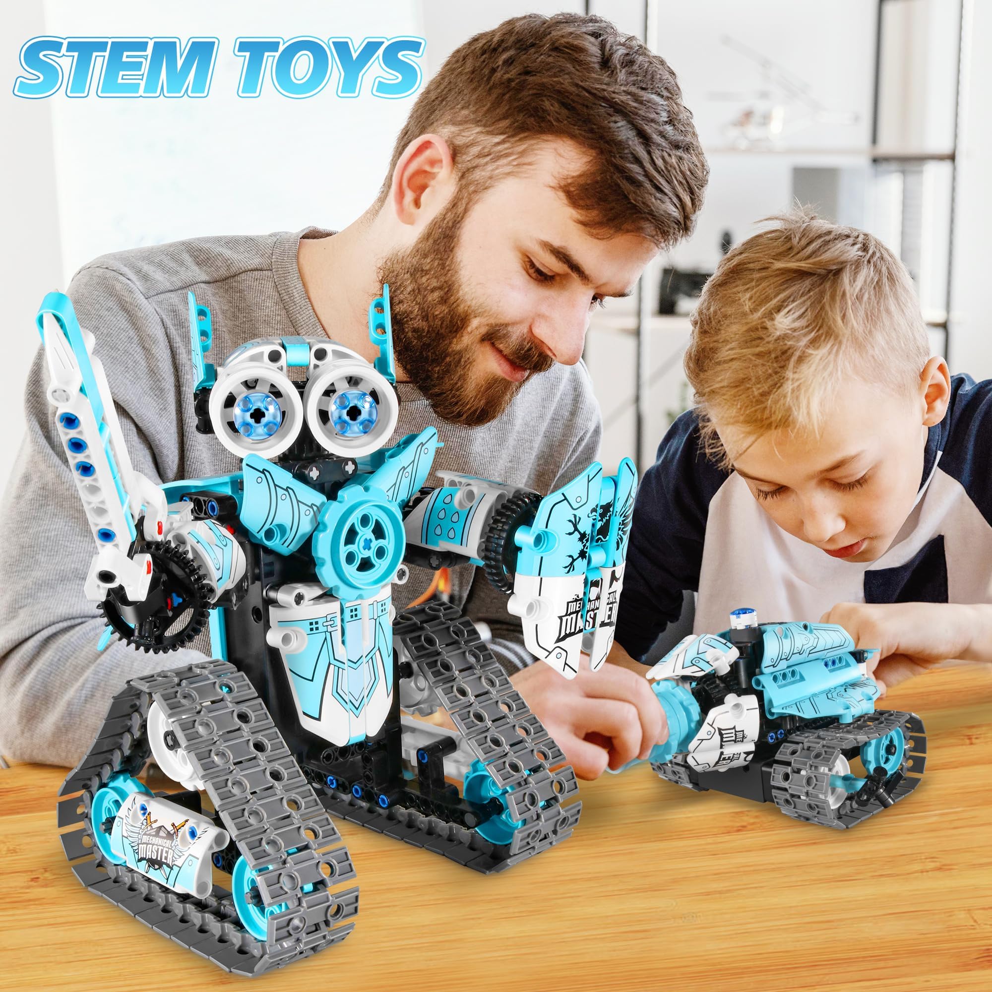 MOJINO 3-in-1 models illustrating robot and tank configurations