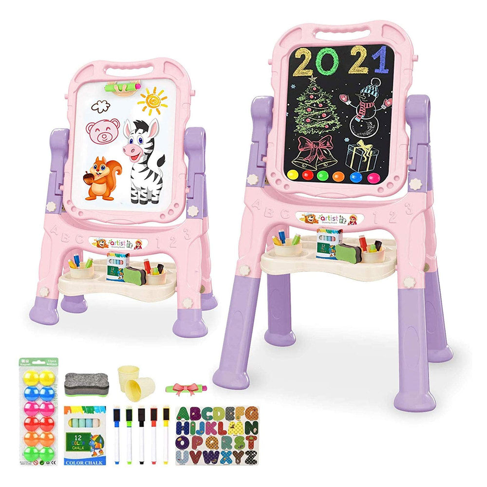 Mojitodon kids pink easel with 360° rotation for versatile art play