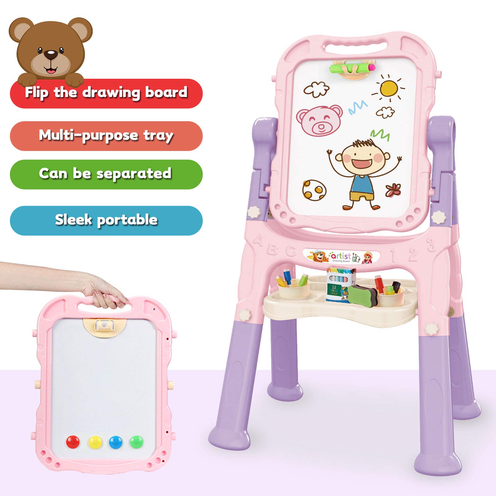 Mojitodon portable pink easel for indoor and outdoor art sessions
