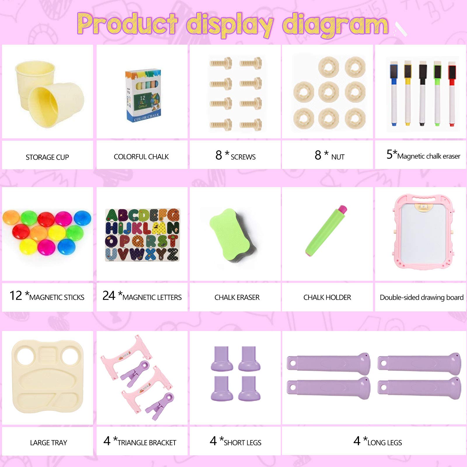 Mojitodon safety-durable pink easel crafted from sturdy PP