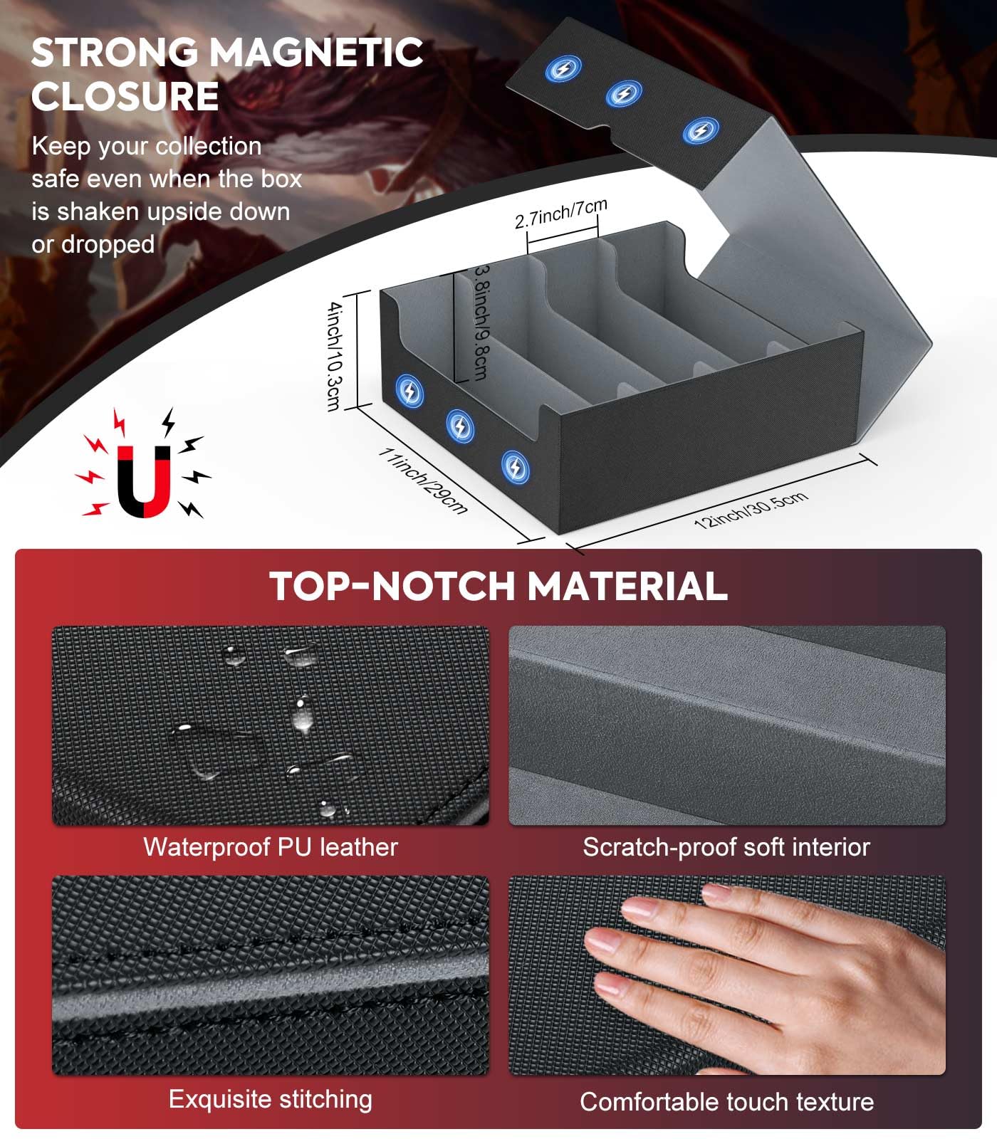 MoKo box fits standard card sizes up to 2.7 x 3.8 inches