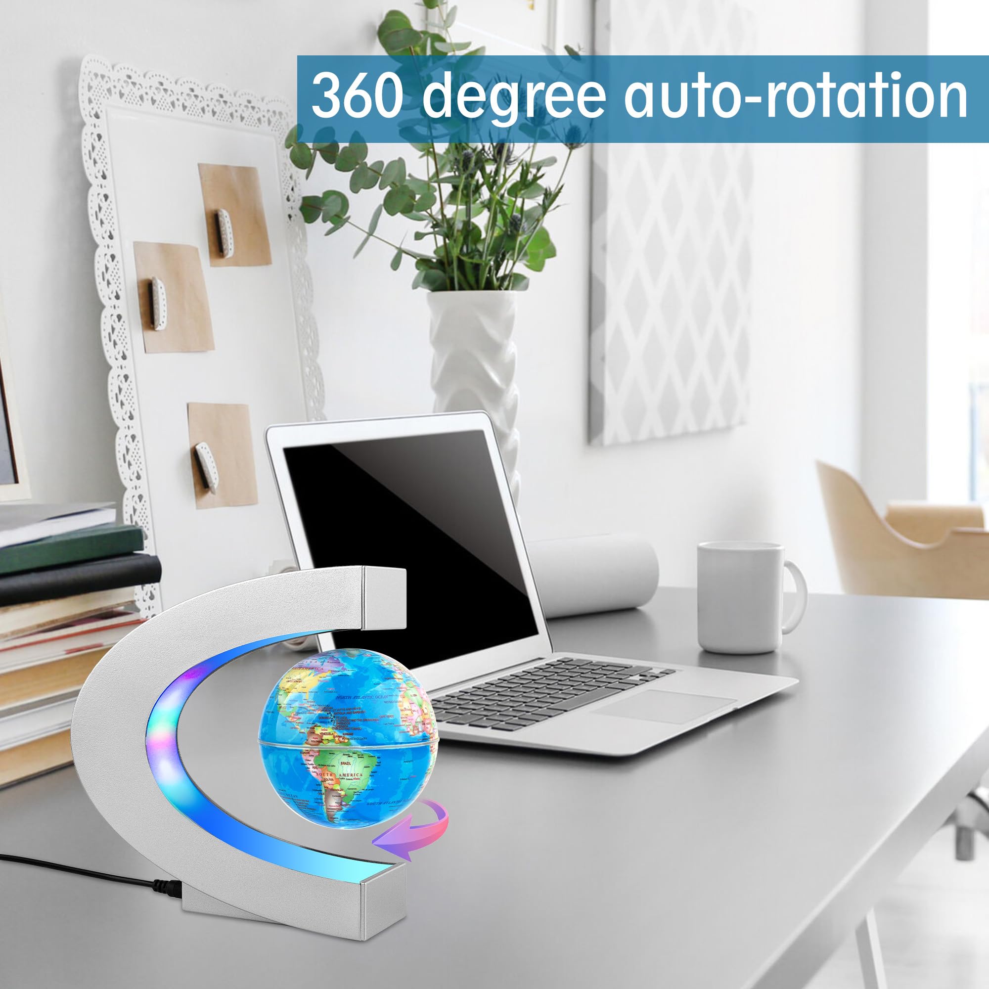 MOKOQI levitating globe on desk enhances home or office decor