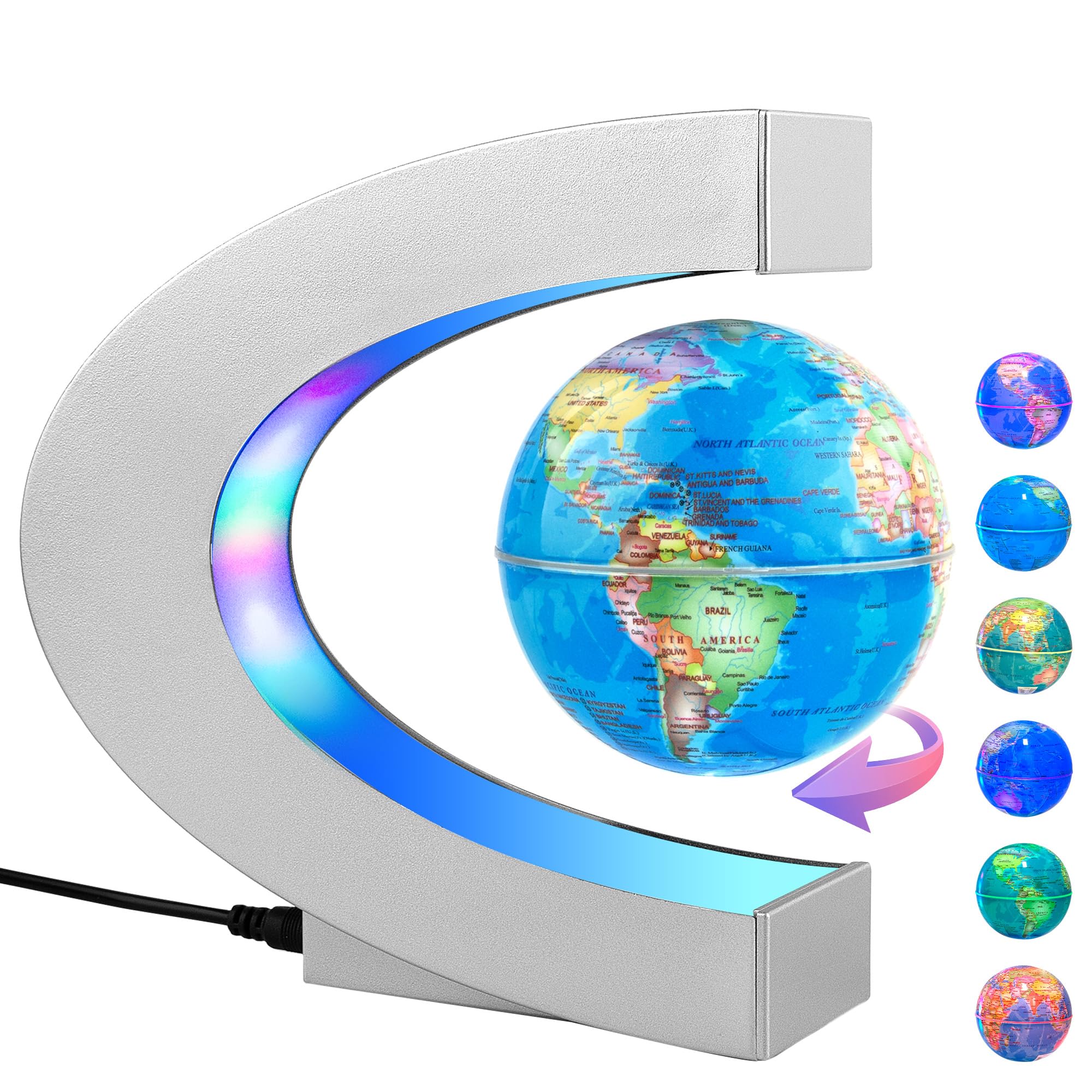 MOKOQI levitating globe frame with LED colors elevates desk décor