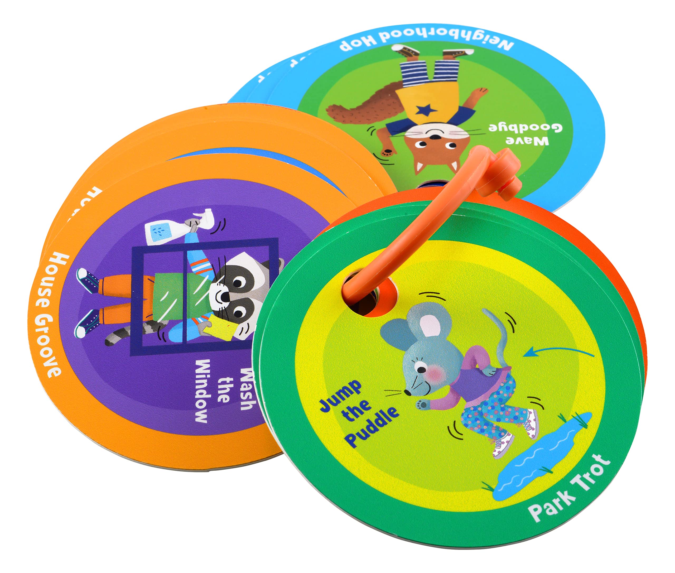 MOLLYBEE KIDS Preschool Dance Party Cards – plastic ring for easy storage and transport.