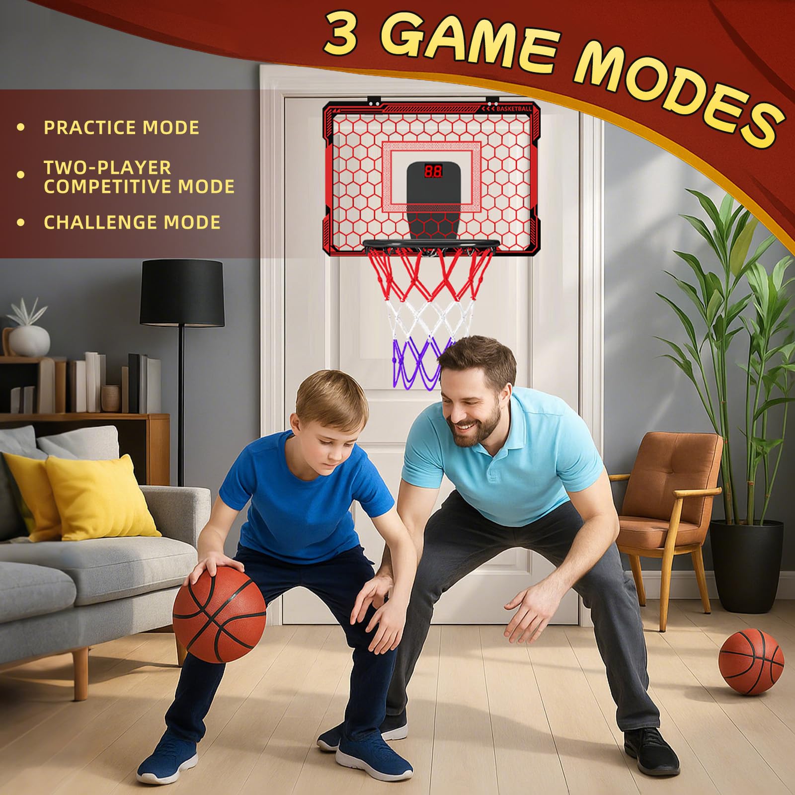 Molutsody acrylic backboard with protective padding guarding the door during play