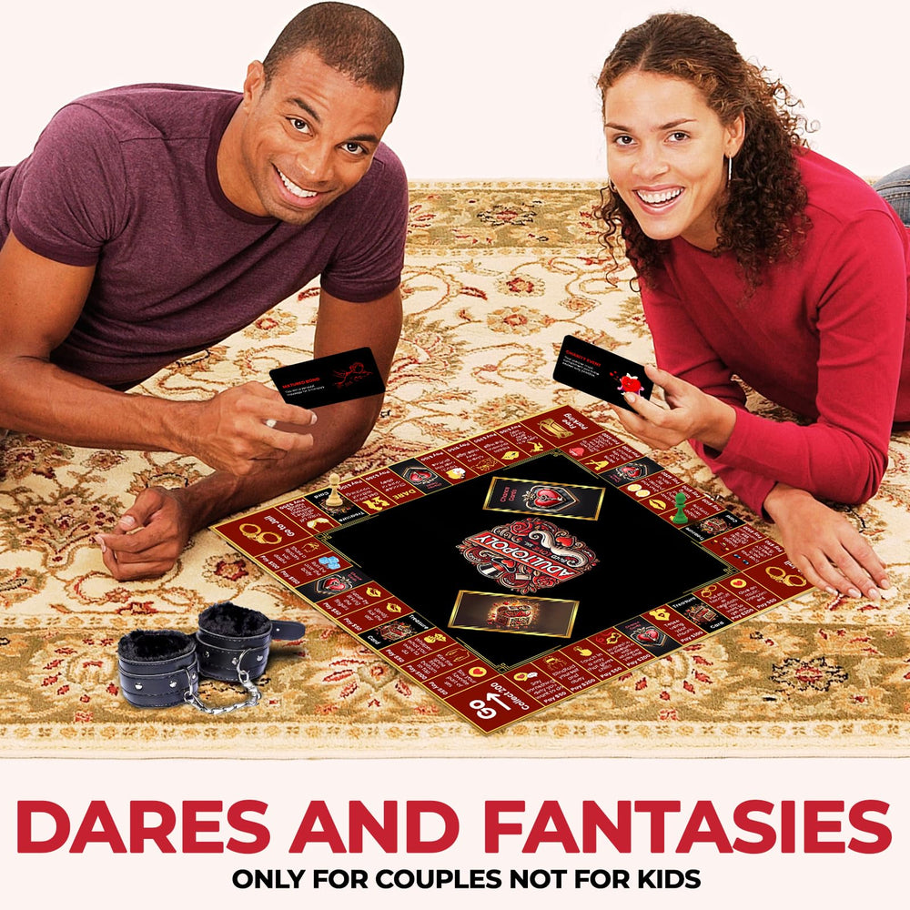 Momentum Boards Adultopoly handcuffs included for adventurous couples seeking playful challenges.