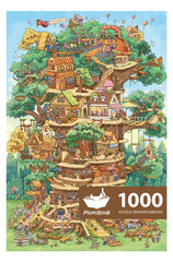 MOMIBOOK 1000-piece puzzle tree house luminous glow in the dark for cozy family evenings