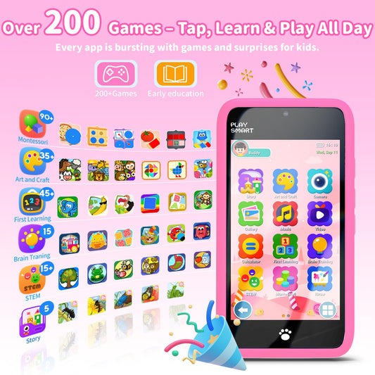 MOMILLA toy phone featuring dual cameras for photos and videos during playtime