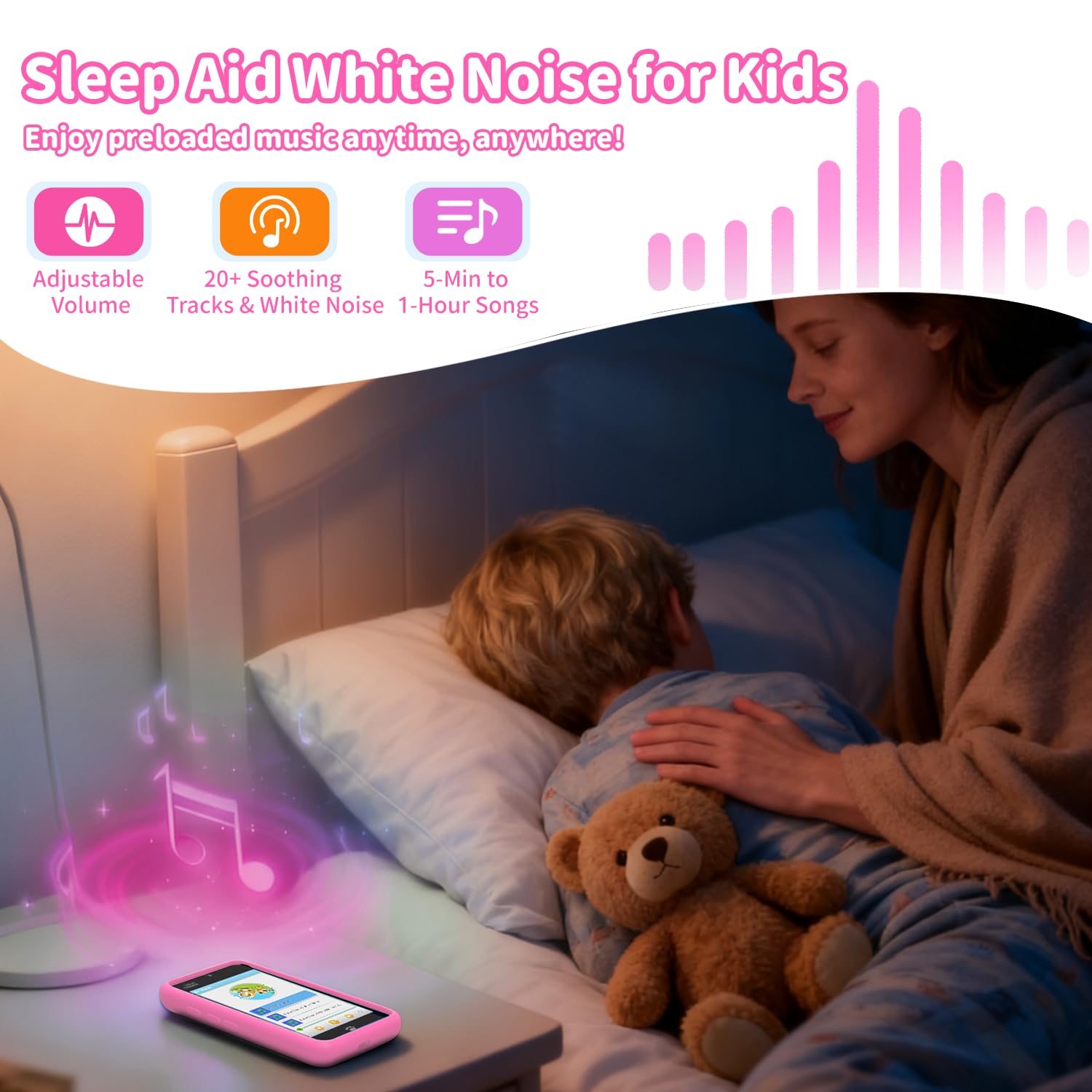 MOMILLA device offering 21 relaxing tracks for focus or bedtime routines