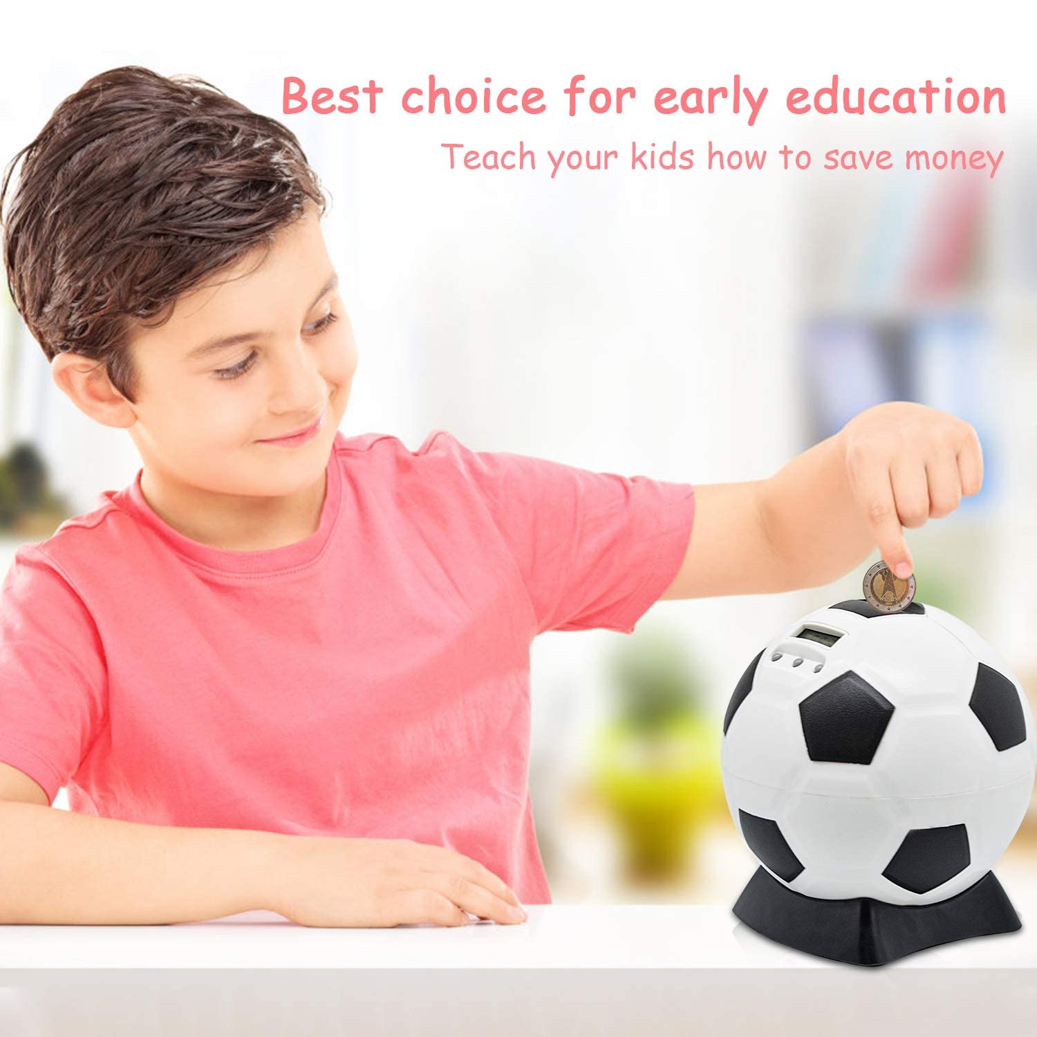 MOMMED soccer piggy bank on desk decor shot