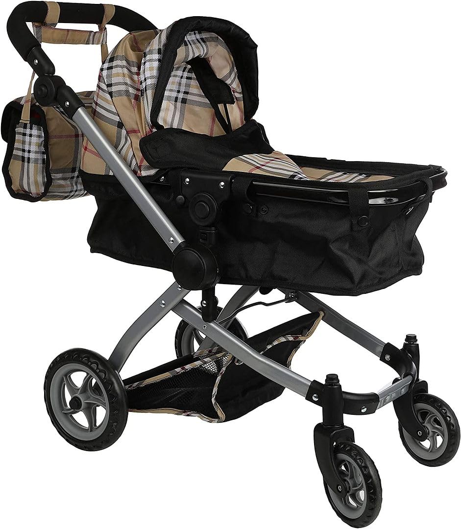 Mommy & Me Babyboo Doll Pram folded-compact design for easy storage.