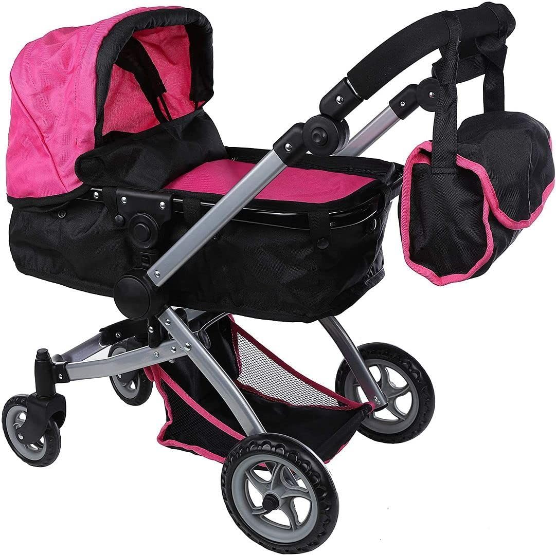 Mommy & Me Babyboo doll pram folded for easy storage and travel.