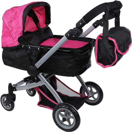 Mommy & Me Babyboo doll pram folded for easy storage and travel.