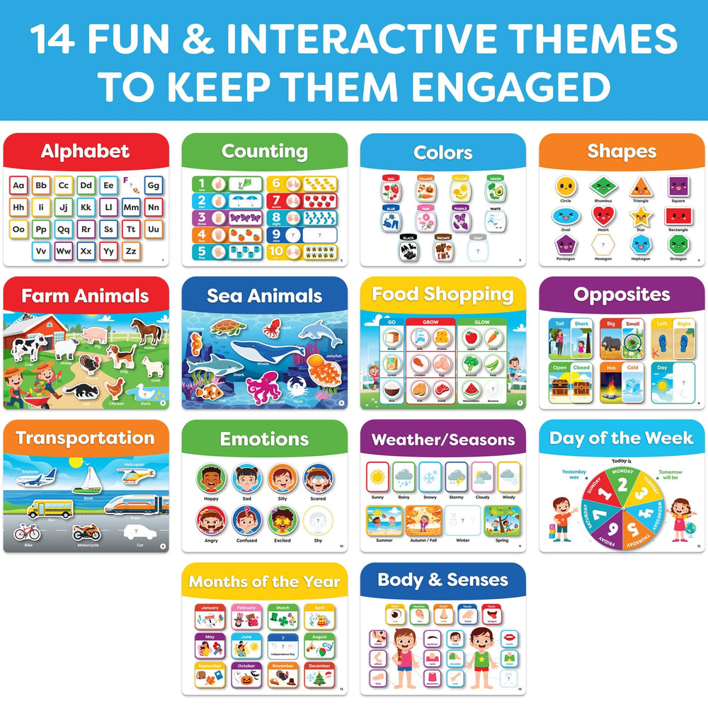 Momo & Nashi Busy Book alphabet activity demonstrates early literacy skills during calm play.