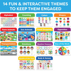 Momo & Nashi Busy Book alphabet activity demonstrates early literacy skills during calm play.