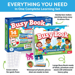 Momo & Nashi Busy Book colors and shapes fosters recognition through tactile tracing.