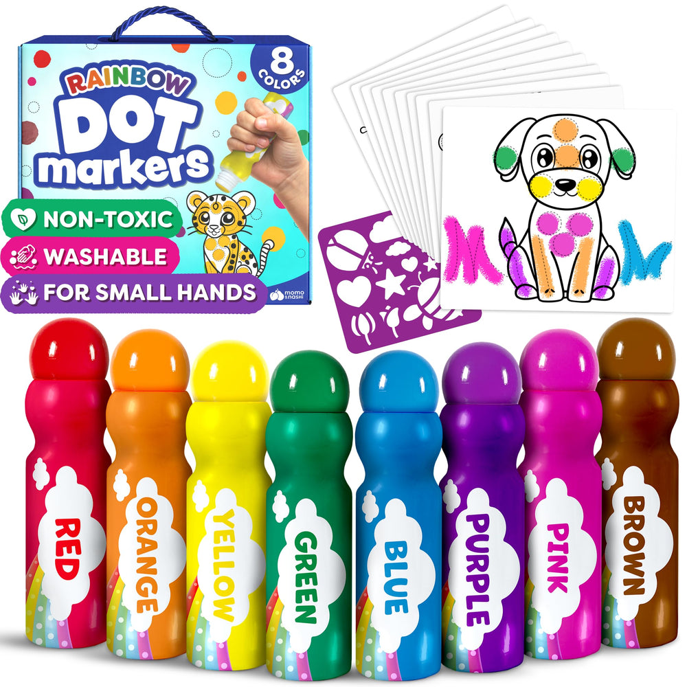 Momo & Nashi dot markers for toddlers enable bright, mess-free dot art.